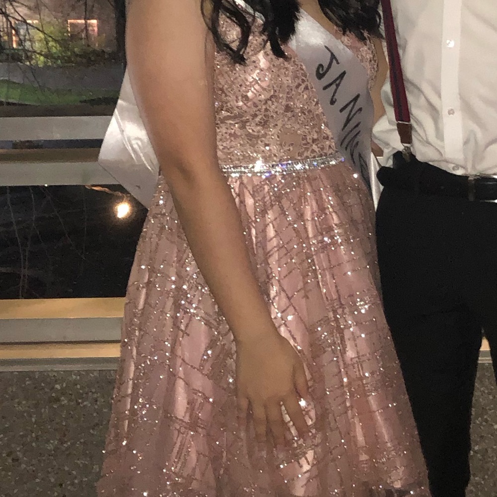 Rose Gold Shimmery Glitter Formal Dress